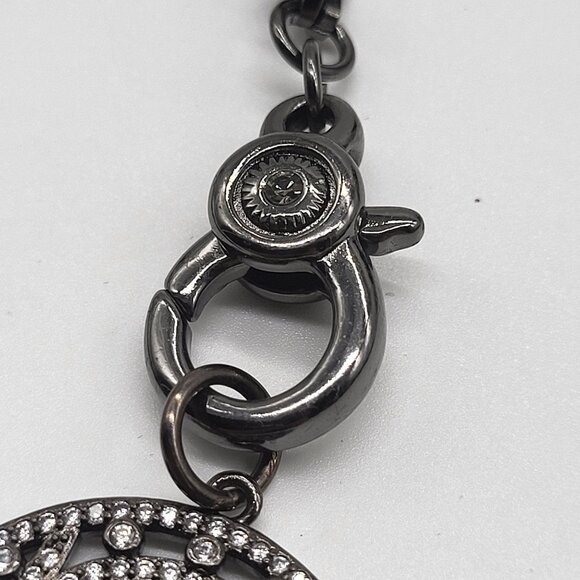 Marlyn Schiff Sugar Skull Rhinestone Pendant Necklace Gunmetal - Picture 6 of 10